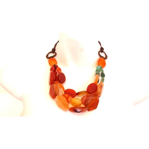 Neiman Marcus Lee Angel Earthy Emerald Gemstone Statement Layer Necklace NWT 550 - Picture 5 of 10